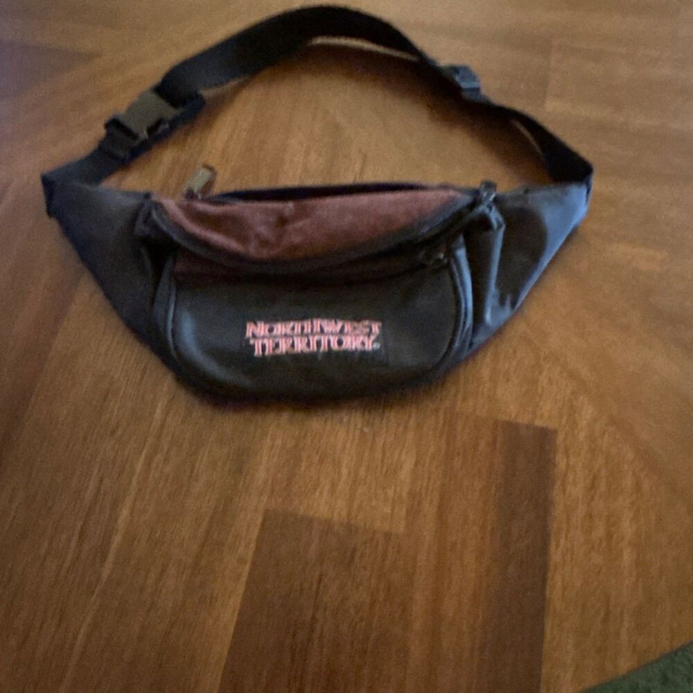 Northwest Territory Black Brown Hiking Waist Pack Zip Adjustable Strap Fabric